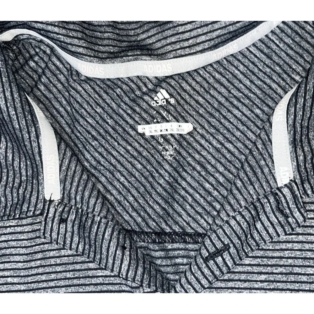 Adidas Golf Polo Shirt Mens XLarge Grey Black Striped Performance Short Sleeve